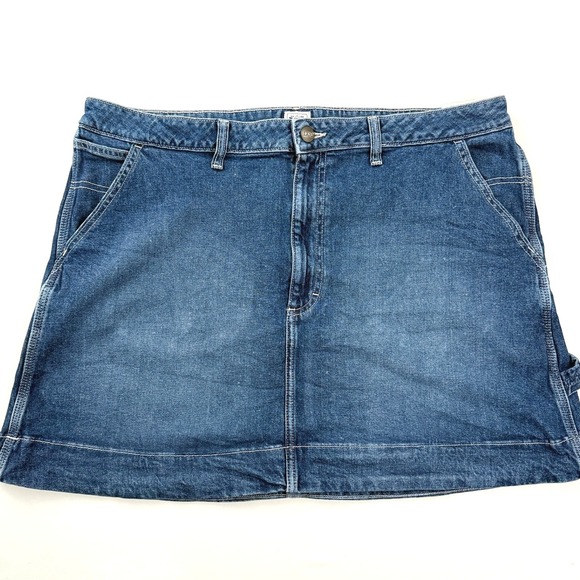 Lee Workwear‎ Denim Mini Skirt Carpenter Pockets Blue Jean Size 18 - Picture 1 of 4